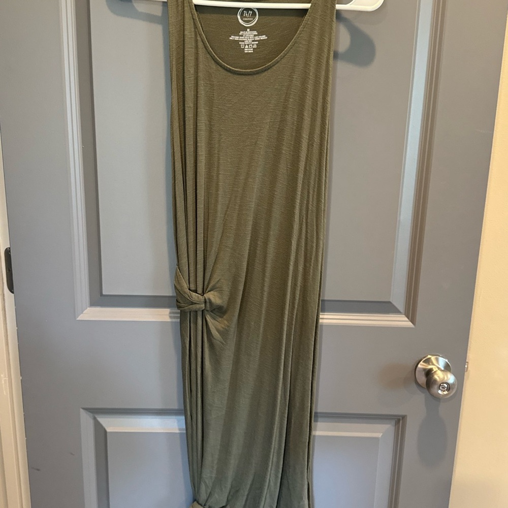 Maurices Olive Green Sleeveless Knot Front Maxi Dress